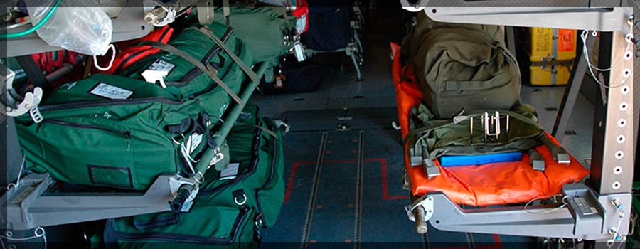 bags strapped to the pallet system